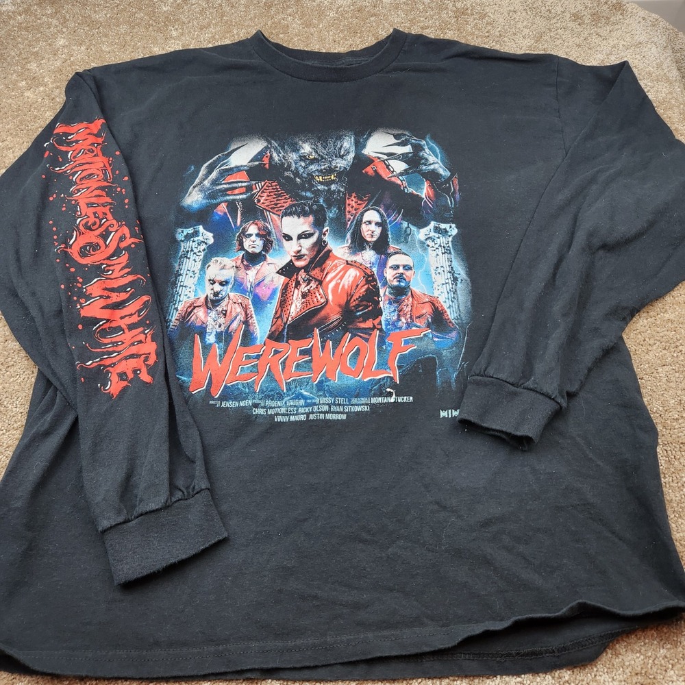 Motionless In White Werewolf Long Sleeve Shirt Mens XL Black Band Tee Gildan